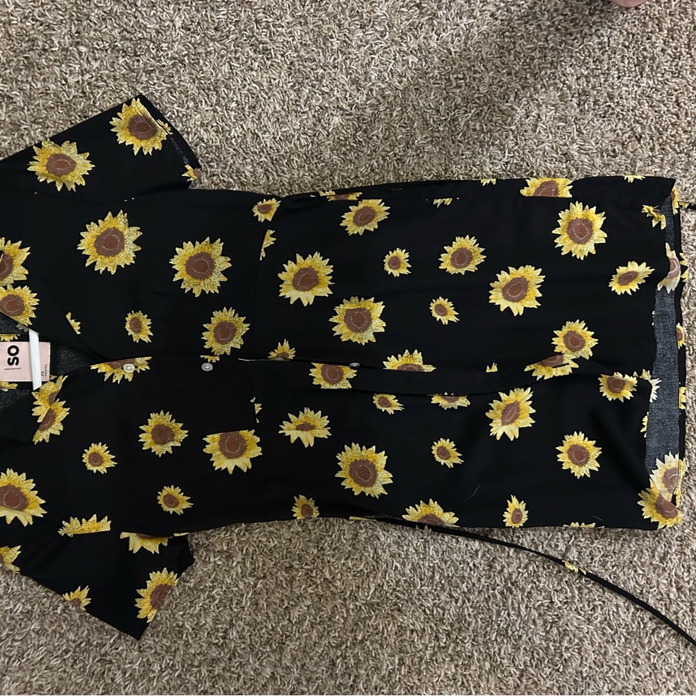 SO Black Dress with Sunflower Pattern